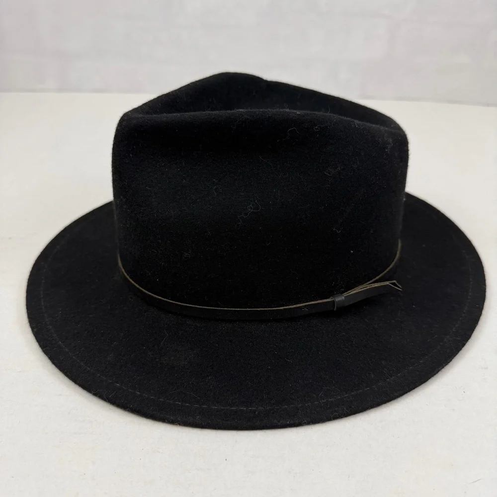 Yellow 108 Luke Fedora Black Wool Felt Hat Size Large Made‎ in USA